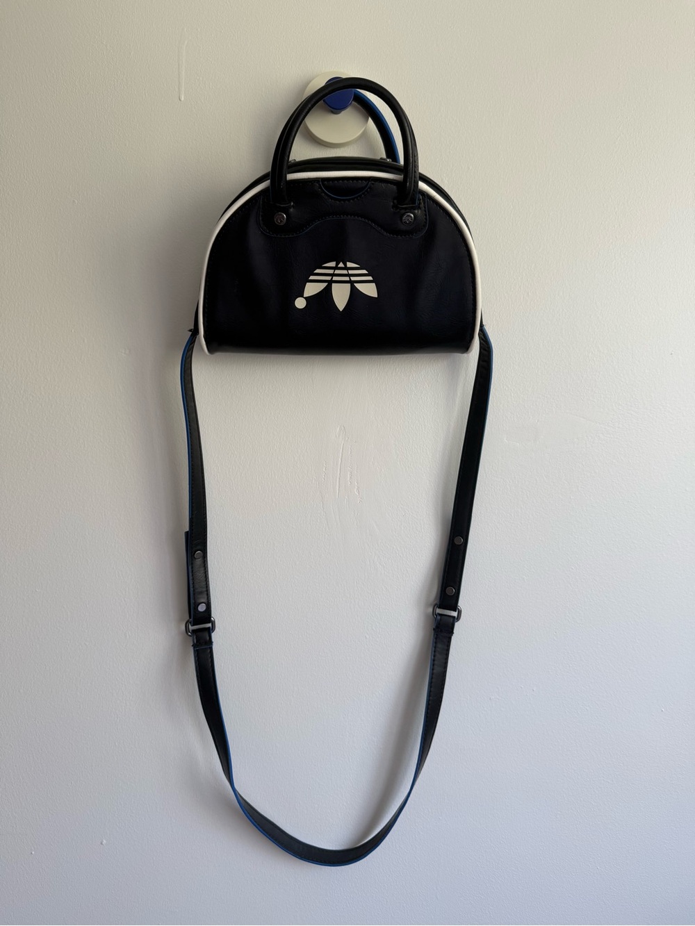 Adidas Black Mini Dome Crossbody Bag with White Logo